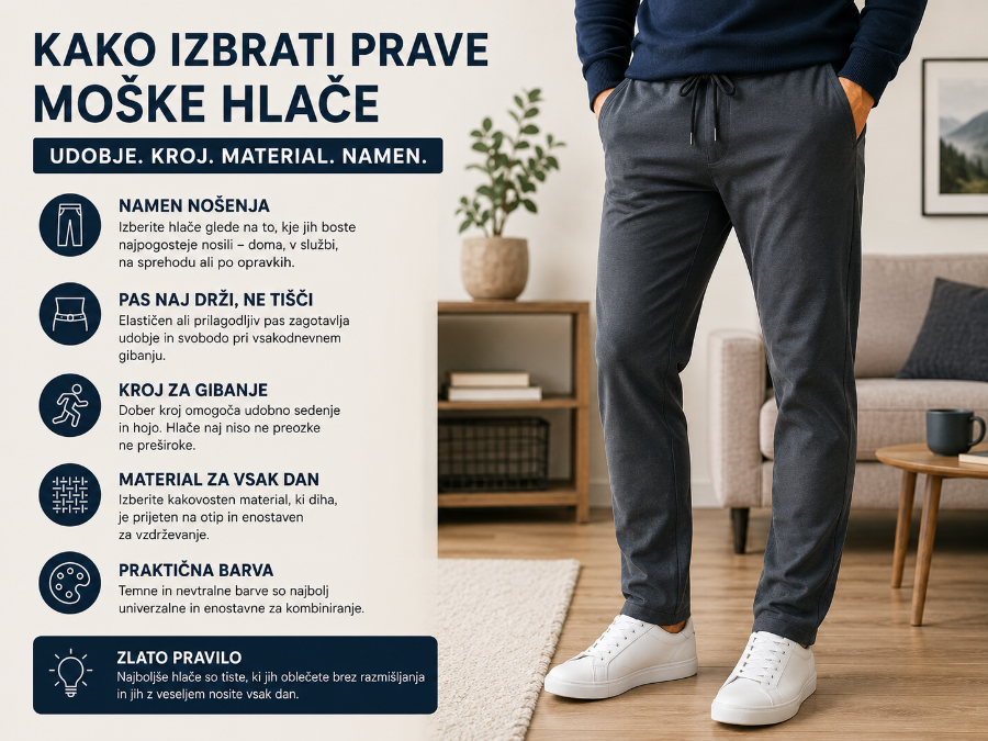 Udobne moške hlače za vsak dan - kaj je res pomembno?